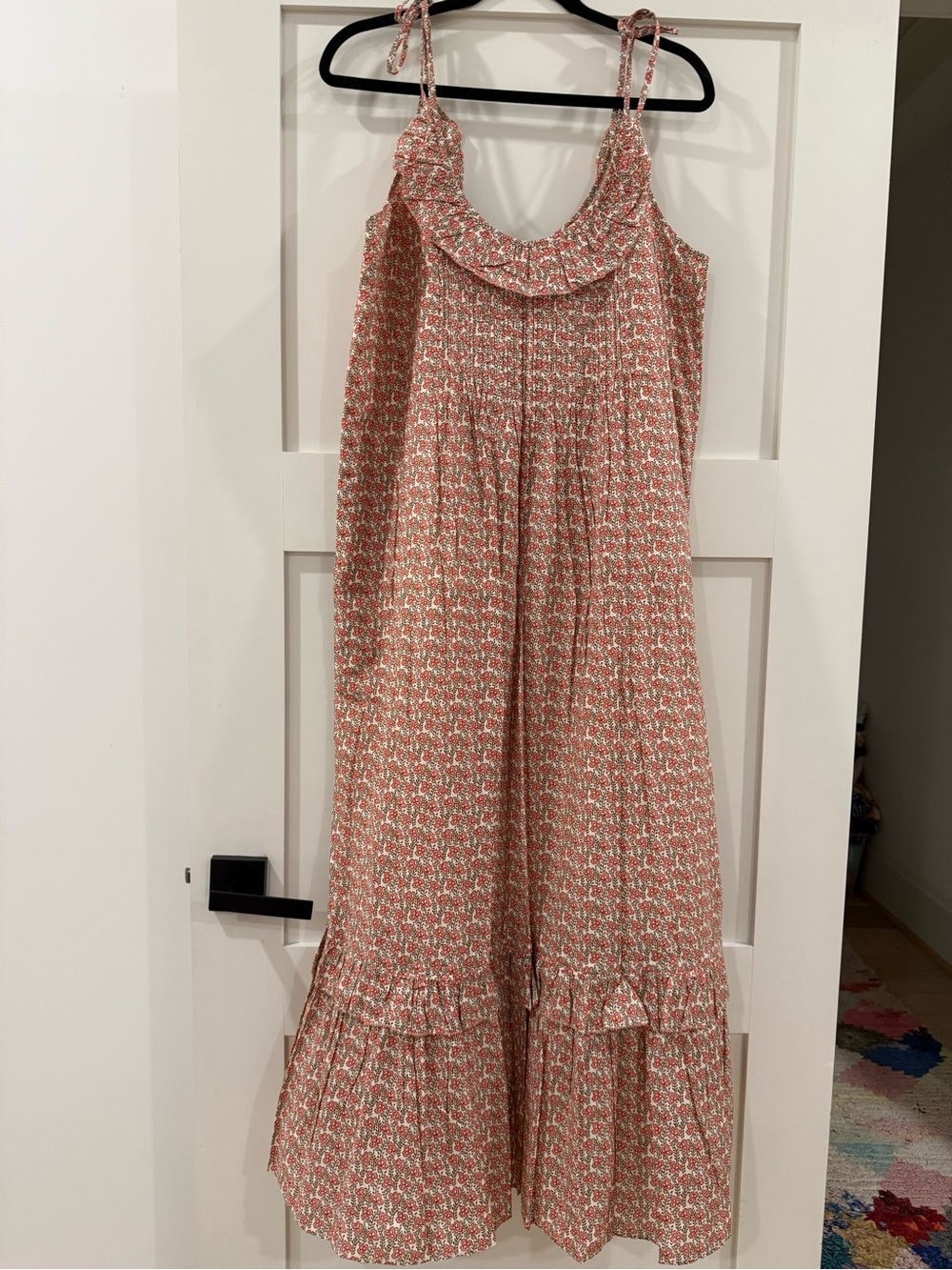 NWT Christy Dawn Elaina Floral Ruffle Tiered Maxi Dress in Coral and White